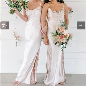 Revelry Skye Satin Dress - Blush - 705 - bridesmaid dress light pink maxi